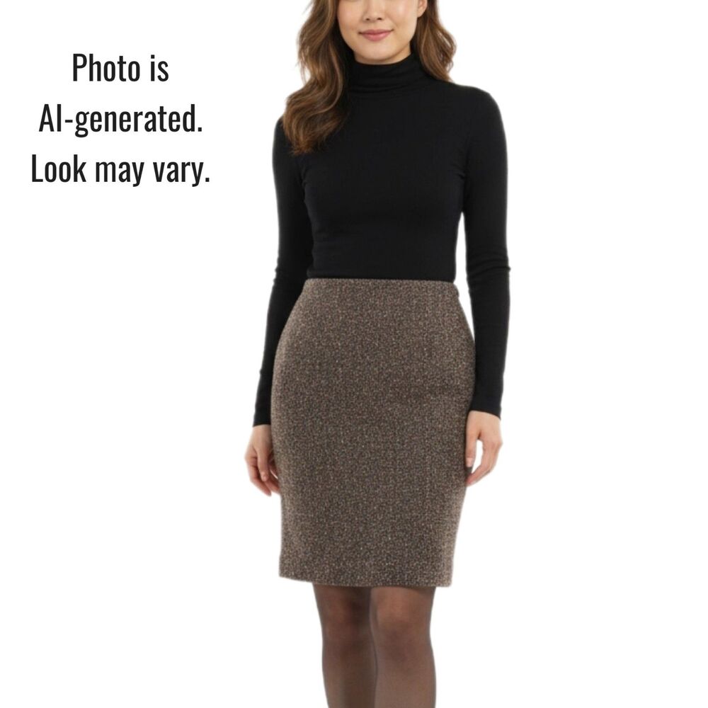 Chanel Iconic Tweed Skirt Vintage Y2K Brown Metallic Pencil Skirt Size 6 EUC - Picture 11 of 11